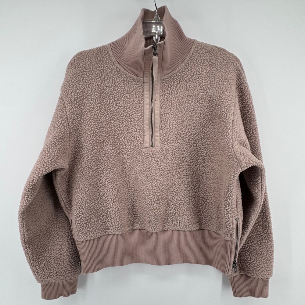 Varley Roselle Half Zip Pullover Women Small Mauve Borg Fleece VAR01167
